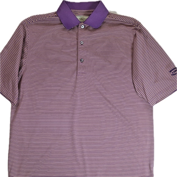 Donald Ross Polo Shirt Mens Small Purple White Stripe National Golf Links NGLA - Picture 1 of 6